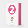Two Today Girl With Balloon Birthday Card, thumbnail 1 of 3