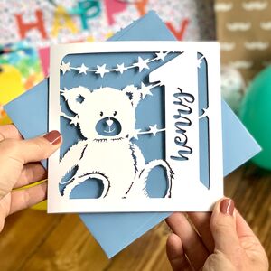 1st Birthday Wrapping Paper, Bear Design, 1st Birthday Girl