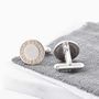 Sterling Silver And Rose Coordinate Cufflinks, thumbnail 1 of 4