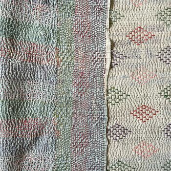 Diamond Stitch Double Sided Kantha Quilt, 4 of 6