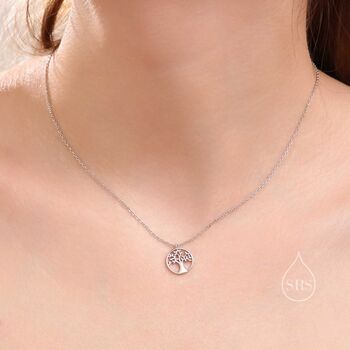 Sterling Silver Tree Pendant Necklace, 5 of 10