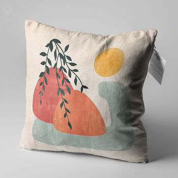 Minimalist Abstract Sun And Leaves Cushion Cover, 2 of 5