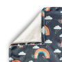 Soft Cosy Cuddly Kids Toddler Blanket Bee Rainbow Grey, thumbnail 2 of 4