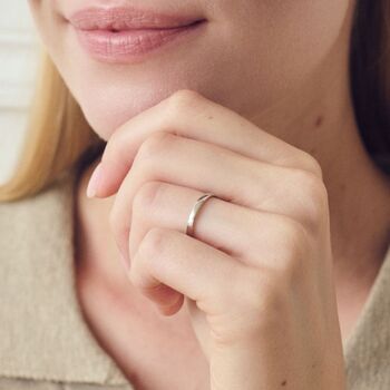 Classic 9ct White Gold Court Wedding Band Ring 2mm, 2 of 4