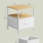 Nightstand Bedside Table With Storage Fabric Drawer, thumbnail 11 of 12