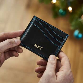 Personalised Leather Card Holder With Contrast Stitch, 4 of 9
