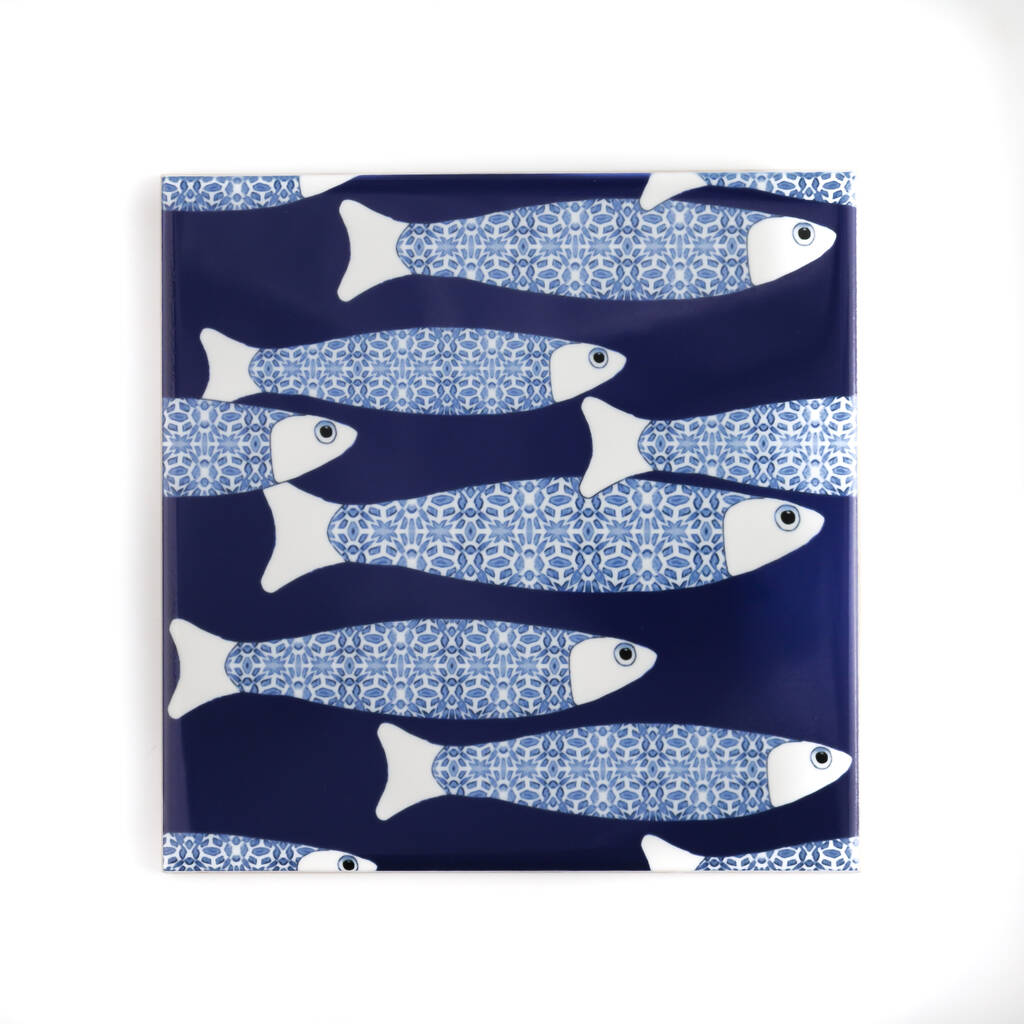 'Ocean Shoal' Navy Blue Feature Wall Ceramic Tile, 1 of 9