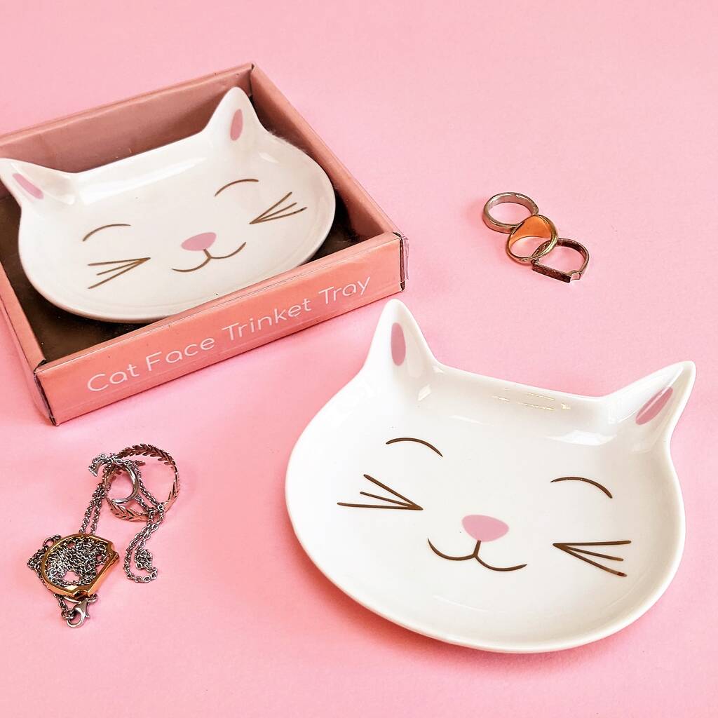Smiley Face Cat Porcelain Trinket Tray, 1 of 3