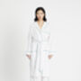 White Unisex Relaxed Fit 100% Cotton Oxford Bathrobe, thumbnail 1 of 4