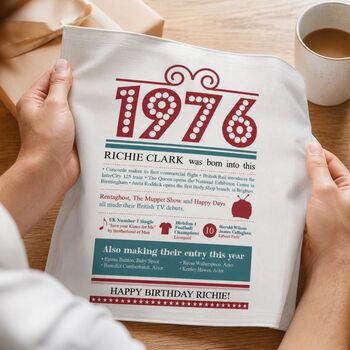 Personalised 50th Birthday 1976 Handkerchief Pair, 2 of 12