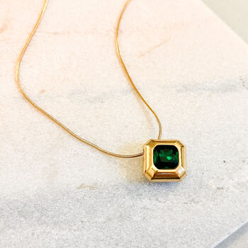 Chunky Art Deco Geometric Square Pendant Necklace, 3 of 3