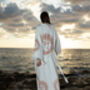 Long Organic Cotton Robe: White With Terracotta Sun, thumbnail 3 of 3
