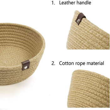 Pack Of Three Jute Small Woven Storage Basket, 4 of 4
