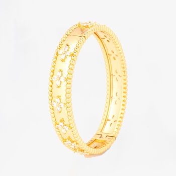 Kinmokusei 18 K Gold Plated Flower Beaded Bangle, 3 of 4