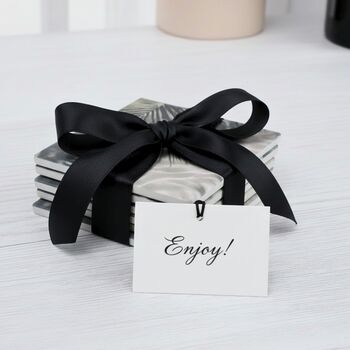 Jungle Leaf Pattern Ceramic Coaster Set Of Four, Available In Green Or Grey, 2 of 8