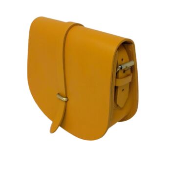 Leather Saddle Bag Loop Closure Crossbody Sam In Yellow, 6 of 8