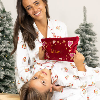 Personalised Embroidered Red Velvet Make Up Bag Accessories Pouch, 6 of 8