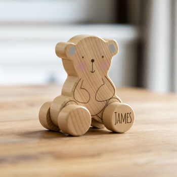 Personalised Wooden Push Toy Elephant Bear Or Rabbit, 8 of 12