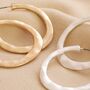 Organic Hammered Hoop Earrings In Gold Plating, thumbnail 3 of 11
