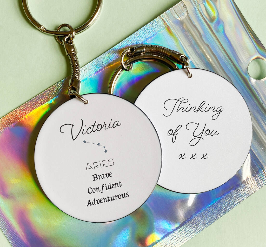 Zodiac Horoscope Personalised Message Keyring By Chips & Sprinkles