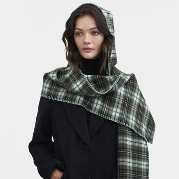 Cathy Green Check Hooded Scarf, 2 of 7