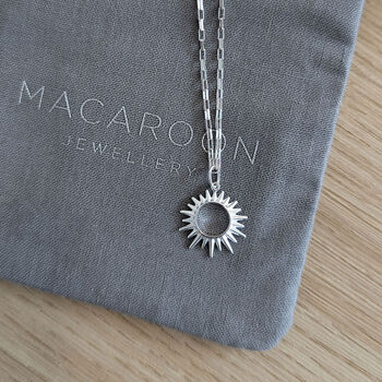 Sterling Silver Sunburst Charm Necklace, 2 of 6