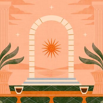 Sunsets And Espressos, Coffee Poster Boho Sun Food And Drink Art Print, 3 of 3