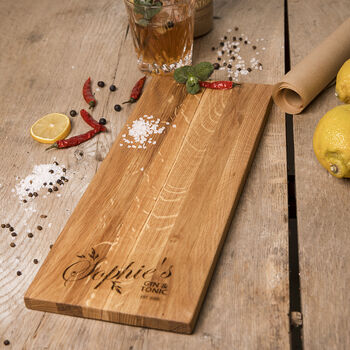 Personalised Solid Oak Wood Gin Board, Gin Lover's Gift, 3 of 4