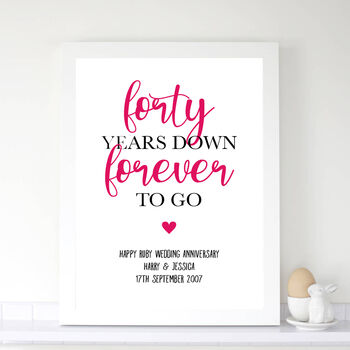 Personalised 40th Ruby Wedding Anniversary Print, 2 of 2