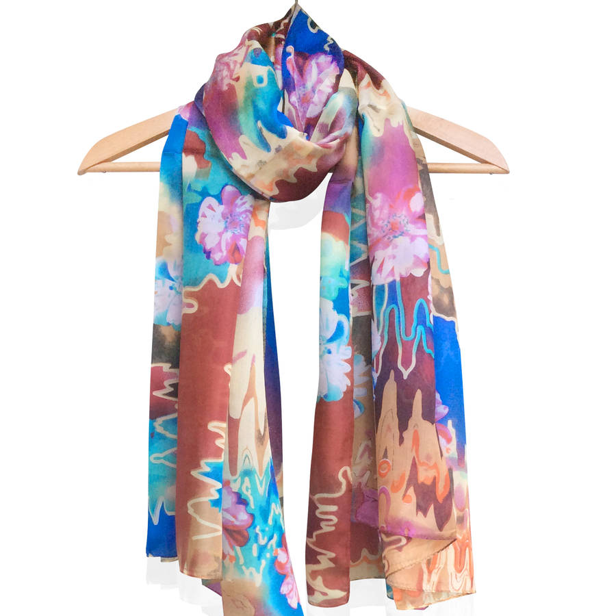 large 'silk painting' pure silk scarf by wonderland boutique ...