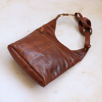 Leather Crossbody Pocket Bag, Tan, 4 of 6