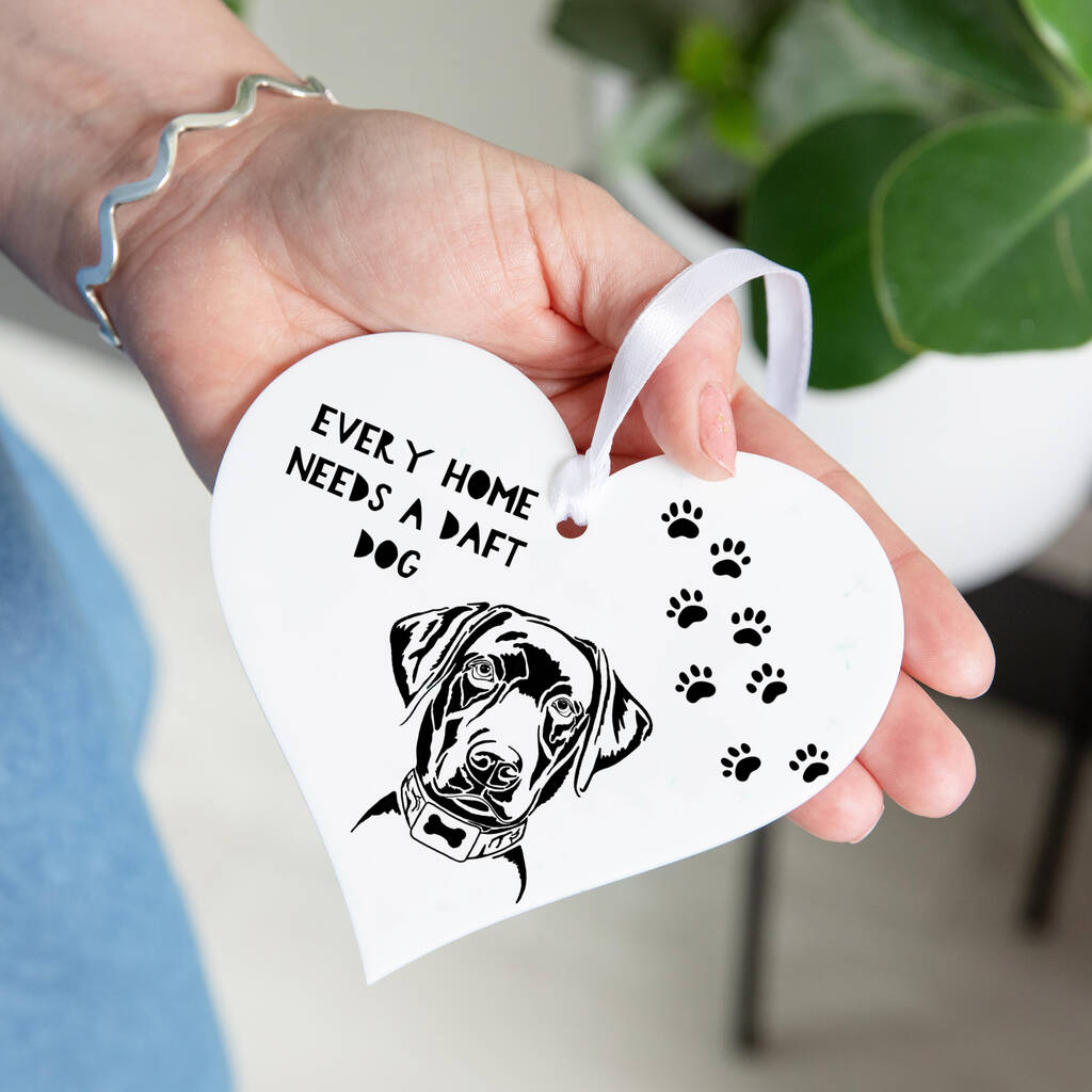 Personalised Labrador Dog Heart Hanging Decoration, 1 of 2