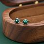 Natural Malachite Stone Stud Earrings Sterling Silver, thumbnail 7 of 12