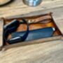 Personalised Rectangle Burnt Tan Leather Desk Tray, thumbnail 5 of 12