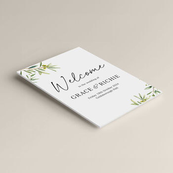 Olive Greenery Personalised Wedding Welcome Sign, 4 of 4