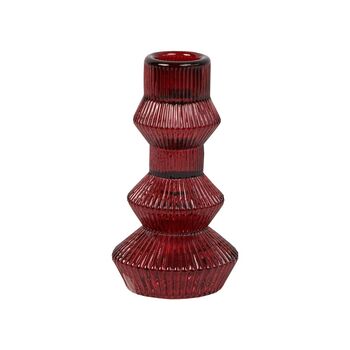 Jewel Toned Ribbed Glass Christmas Candle Stick Holders, 10 of 11