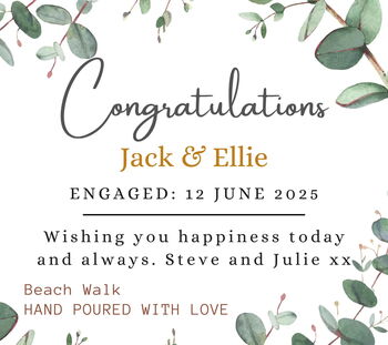 Engagement Gift Set For Couple, Personalised Congratulations Soy Wax Candle, 6 of 6