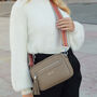 Florence Crossbody Bag In Beige With Orange Aztec Strap, thumbnail 3 of 3