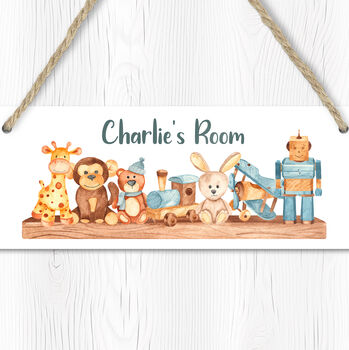 Personalised Toy Shelf Door Sign, Nursery Room Decor, 2 of 2