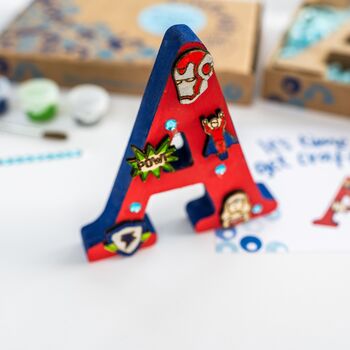 Personalised Paint Your Own Superhero Wooden Letter, 2 of 5