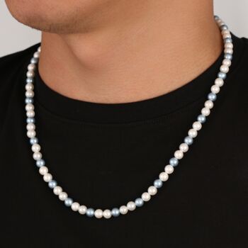 Mens Pearl Necklace Baroque Shell Pearl Chain Necklace, 2 of 8