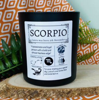 Personalised Scorpio Horoscope Star Sign Candle, 2 of 11