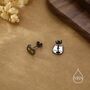 Sterling Silver Black Rhodium Coated Cat Earrings, thumbnail 7 of 12