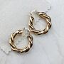 Gold Plated Twisted Hoop Earrings, thumbnail 1 of 5