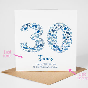 Blue Star Personalised 30th Birthday Card, 2 of 5