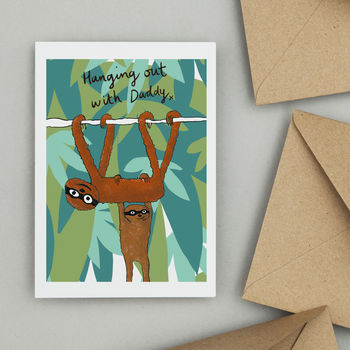 Sloths Hanging Out With Daddy First Father's Day Card, 3 of 4
