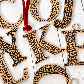 Monogram Leopard Print Wooden Decoration, 7 of 8