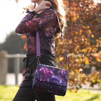 Messenger Handbag With Jewel Hydrangea Floral Print, 3 of 3