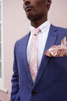 Mens Soft Pink Floral Pocket Square, 4 of 12