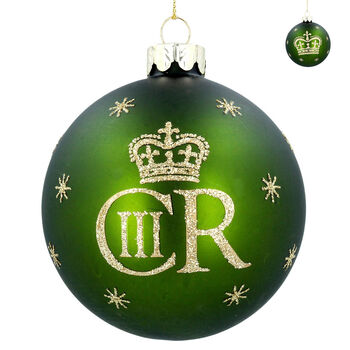 Royal King Matte Green Glass Christmas Bauble Ornament, 5 of 5